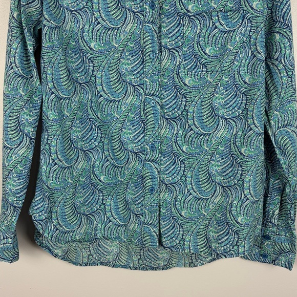 Liberty Art Fabrics Paisley Button Up Shirt Blue Green Cotton Small - Picture 4 of 13